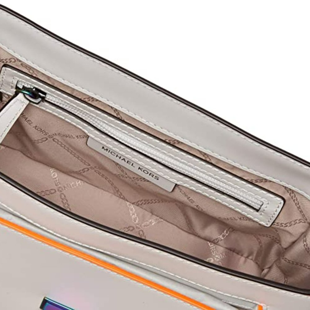 MICHAEL KORS MANHATTAN MEDIUM OPTIC WHITE NEON CROSSBODY SCHOOL SATCHEL BAG NWT! - Picture 12 of 15